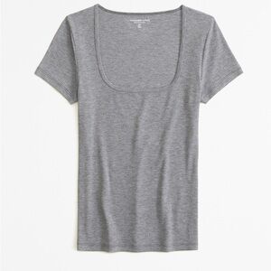 Abercrombie Ribbed Square Neck Tee in Gray, Size Small and NWT